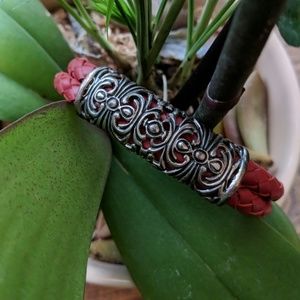 Esposito sterling and braided leather cuff